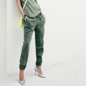 J. Crew olive green linen joggers. Size 8.